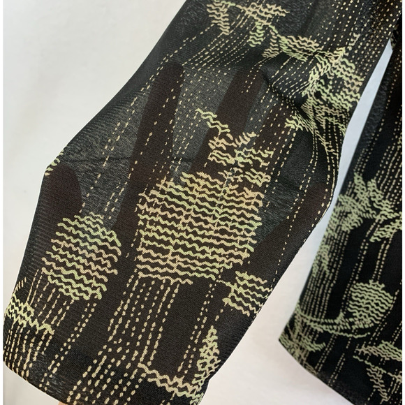 Womens Sheer Mesh‎ Faux Wrap Top Sz L Floral Y2K Evening Office Siren Sequin USA - Picture 4 of 12